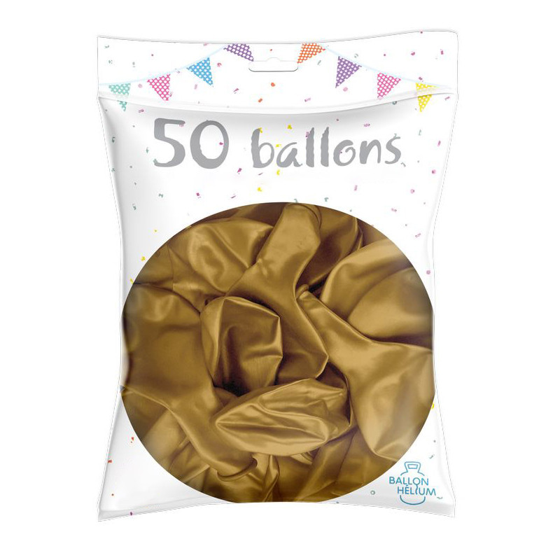 Grossiste 50 Ballons latex Métal Nacré Or 30 cm Réservé aux