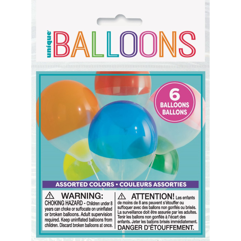 Grossiste 6 Ballons latex 30 cm Bicolores Réservé aux professionnels