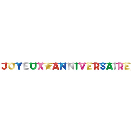 Grossiste Guirlande JOYEUX ANNIVERSAIRE METAL MULTICOLORE 2 2M Lettres