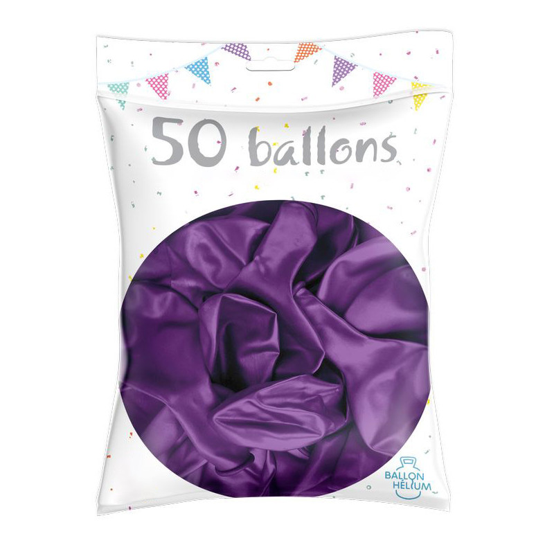 50 ballons Violet nacrés