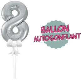 Ballon Chiffre 5 Argent Auto-Gonflable - déco